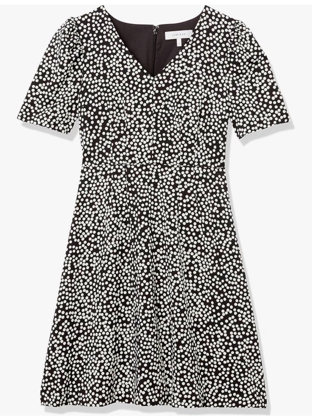 Lark & Ro Black Mini Dress with White Polka Dots